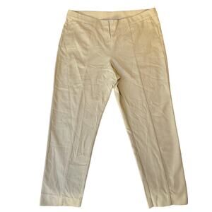 Essential Women Khaki Pants size 16 Petite Beige Slim Ankle Mid Rise Stretch